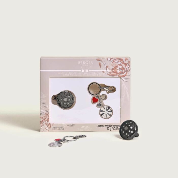 Maison Berger Les Petits Tresors Ophelia Car Diffuser and Keyring - Silver/Gun Metal